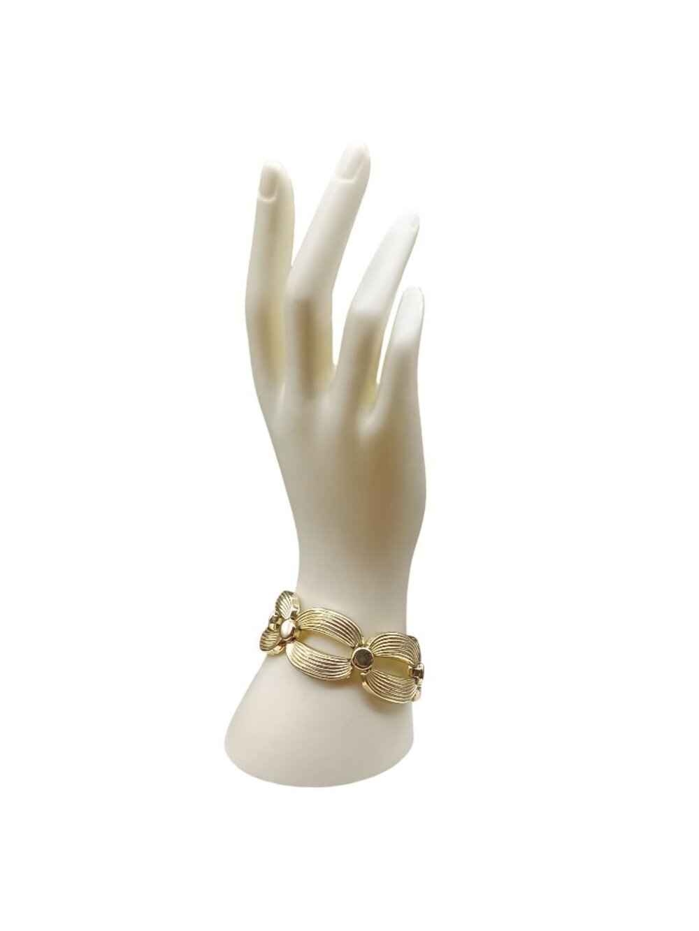 Lisner Vintage Gold Tone Ribbed Link Bracelet 7" Elegant Retro Jewelry